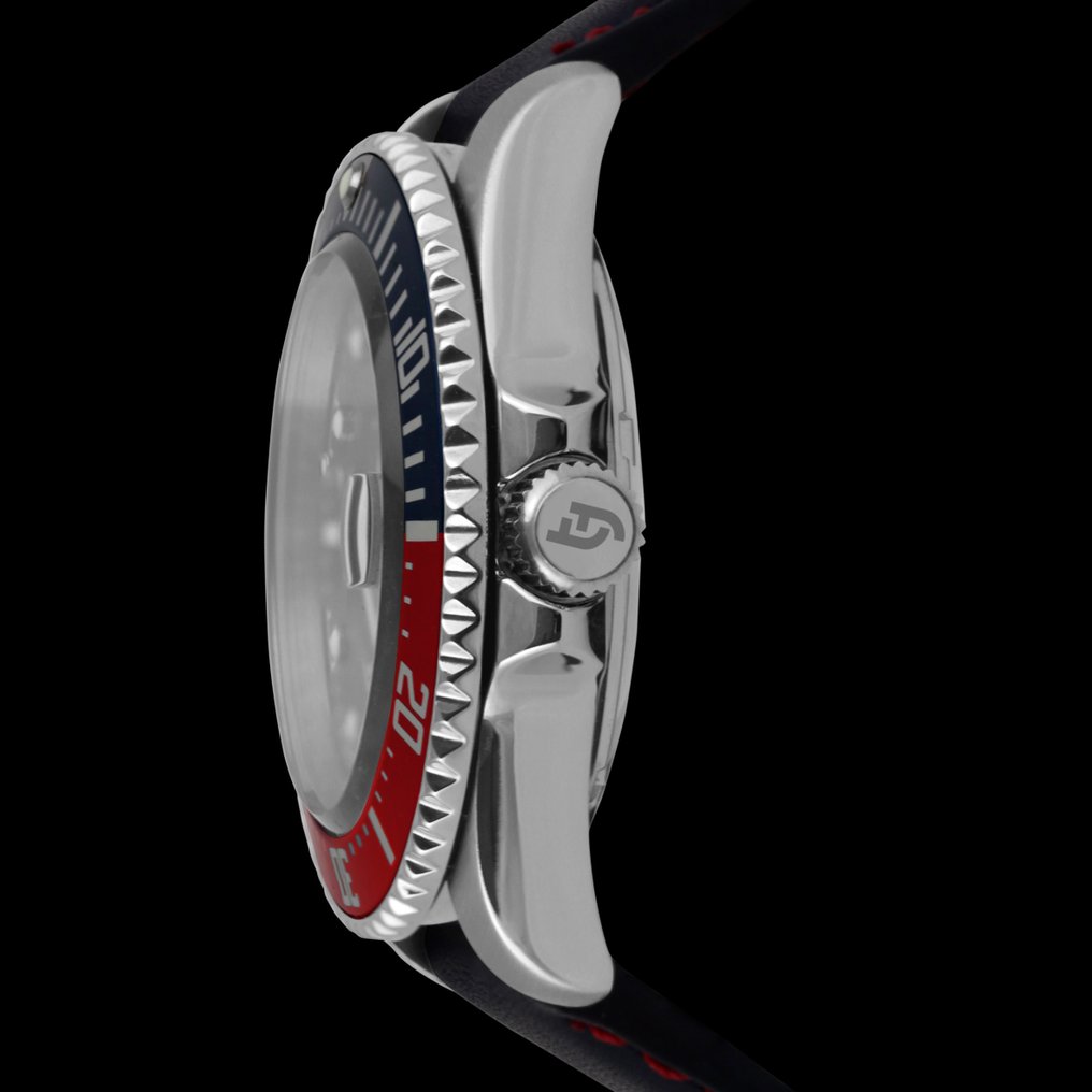 Tecnotempo - Automatic Diver 200M - "Wind Rose" Limited Edition - TT.200P.RDVRB (Black-Blue-Red/leather strap) - Men - 2020+ #4.3