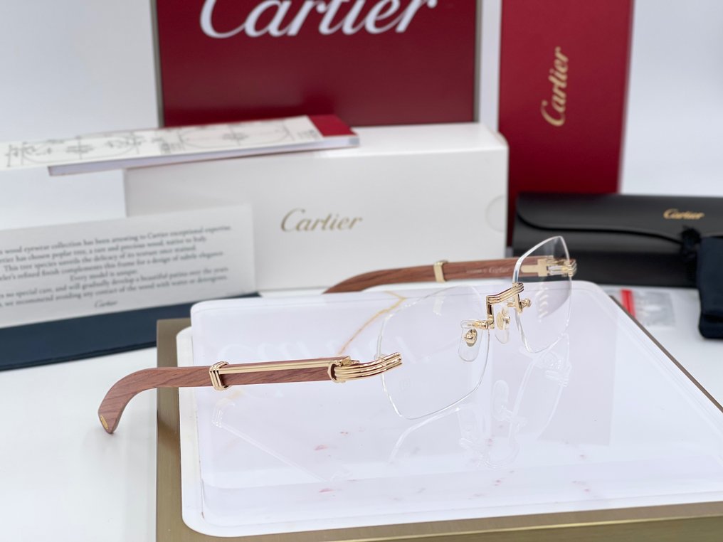 Cartier - C Decor Wood Brown Gold Planted 18k - Glasögon #2.2