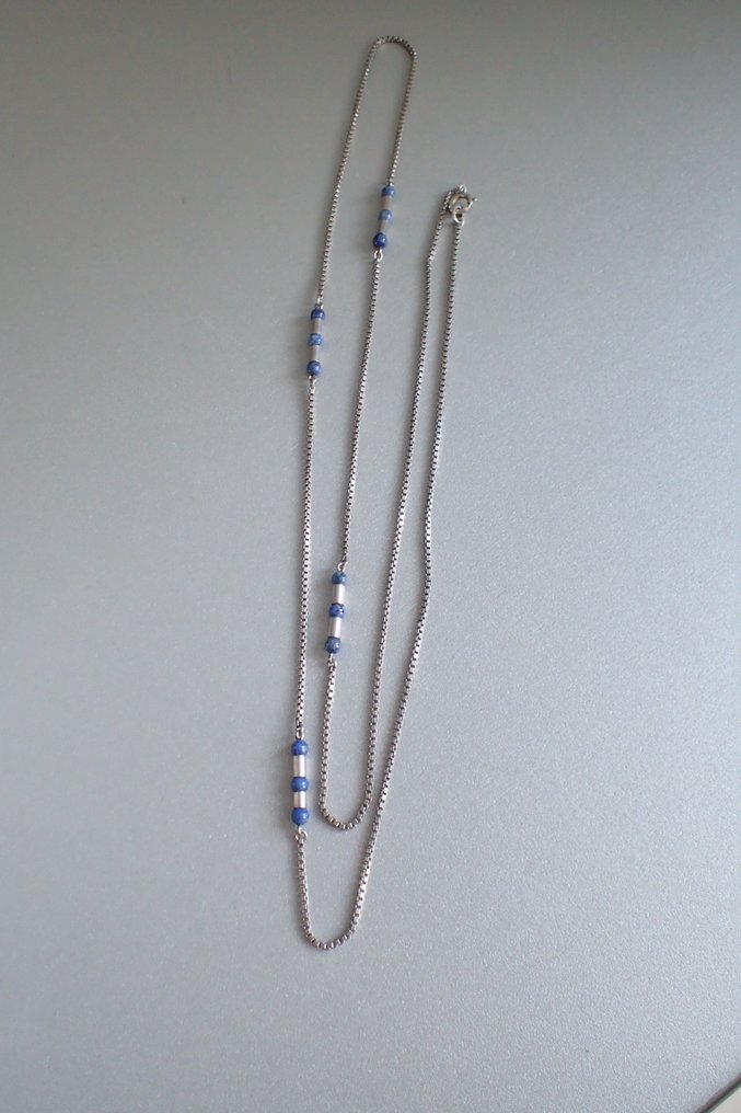 Argento - Catenina - Palline di lapislazzulo #2.1