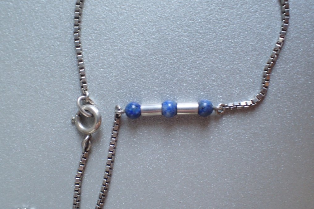 Argento - Catenina - Palline di lapislazzulo #3.2