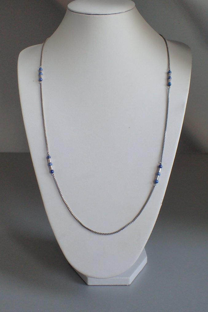 Argento - Catenina - Palline di lapislazzulo #1.0