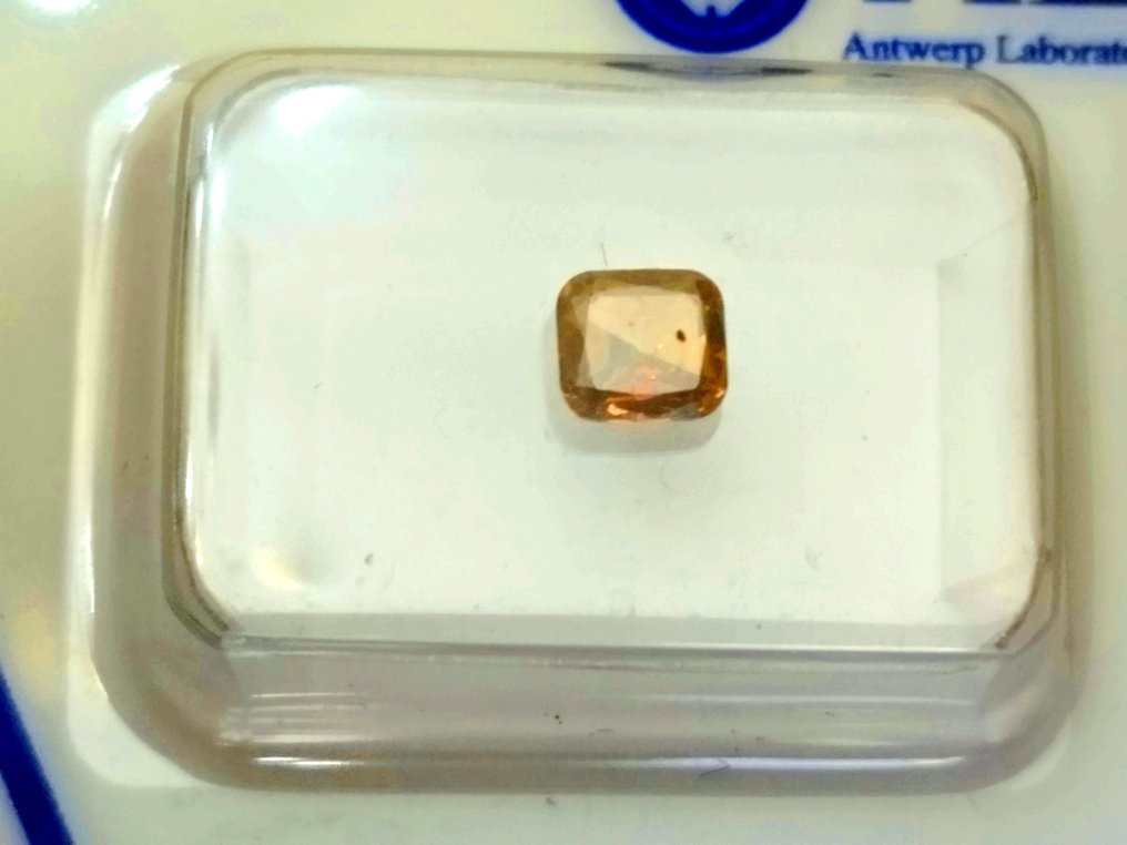1 pcs 鑽石  (經顏色處理)  - 0.37 ct - 枕形 褐色 - I1 - ALGT (B) #2.1