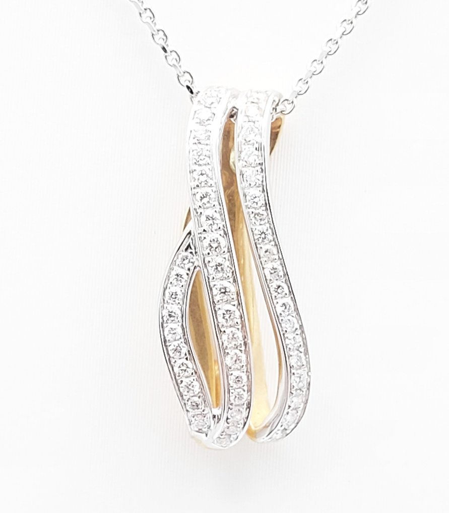 Chimento - 18 karat Hvitt gull, Rosegull - Halskjede med anheng - 0.24 ct Diamant #1.1
