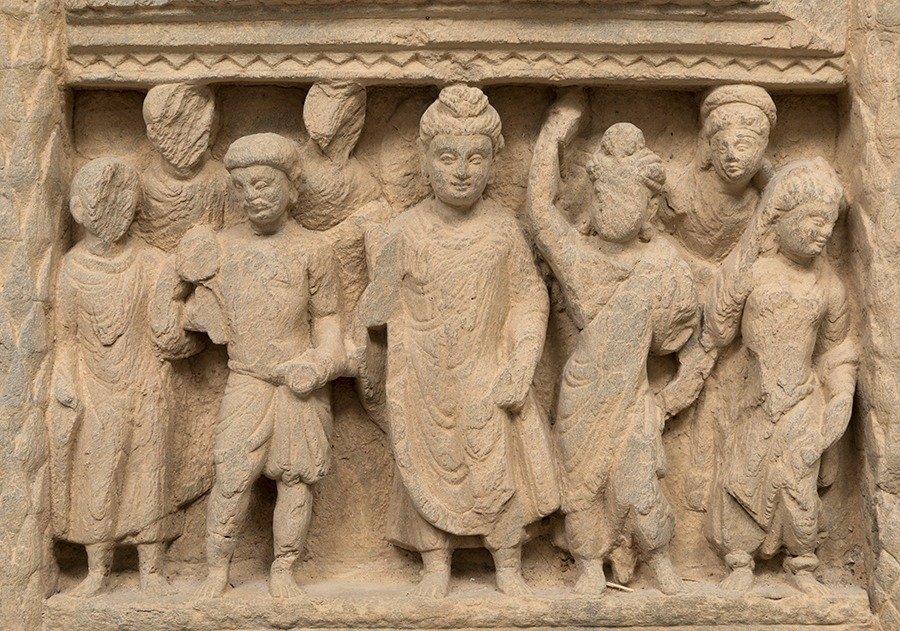 Gandhara Schist Relief with scenes from the life of Buddha. 46.3 cm H. #2.1