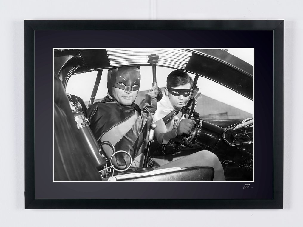 Batman The Movie (1966) - Adam West with Burt Ward in the Batmobile - Fine Art Photography - Luxury Wooden Framed 70X50 cm - Limited Edition Nr 03 of 30 - Serial ID 20556 - Original Certificate (COA), Hologram - 100% New. Shipping Reduction from 3 items #1.0