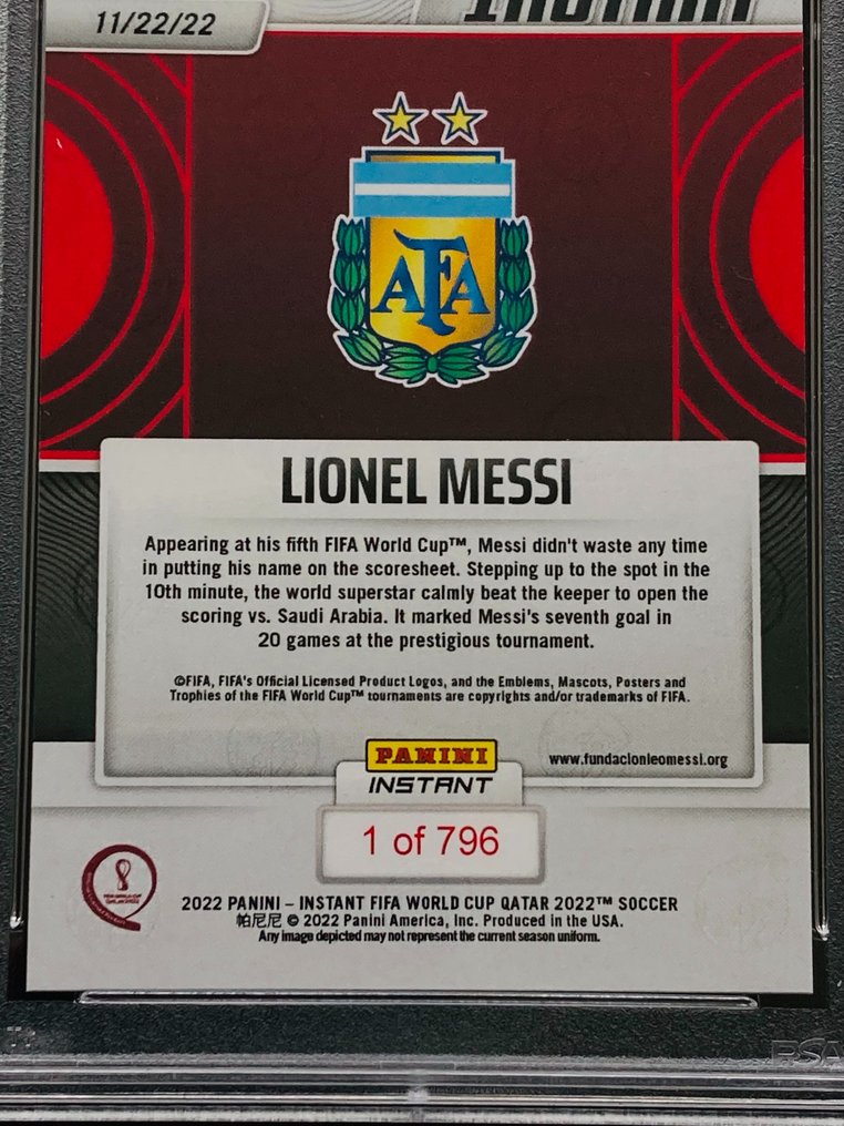2022 Panini Instant World Cup 萊納爾·梅西 #39 Limited Edition /796 - PSA 10 Graded card #3.2