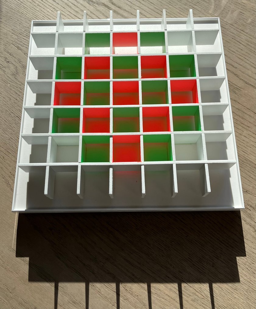 Luis Tomasello (1915-2014) - 雕刻, Chromoplastique Grille B - Signed - 255 mm - 亚克力 - 2012 #2.1