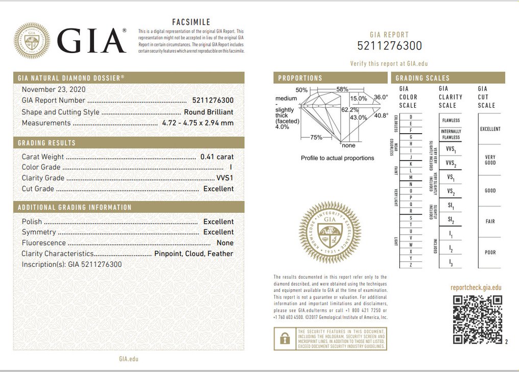 GIA Certificate. - 0.58 total carat Natural Diamonds - 18K包金 玫瑰金 - 吊坠 - 0.41 ct 钻石 - Diamonds #2.1