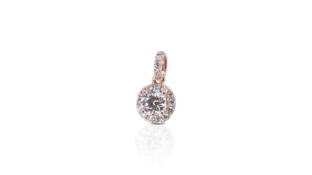 GIA Certificate. - 0.58 total carat Natural Diamonds - 18 ct. Aur roz - Pandativ - 0.41 ct Diamant - Diamante #1.1