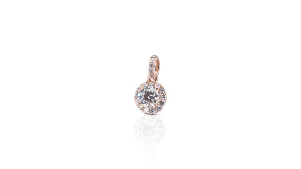 GIA Certificate. - 0.58 total carat Natural Diamonds - 18 karat Rosegull - Anheng - 0.41 ct Diamant - Diamanter #3.1