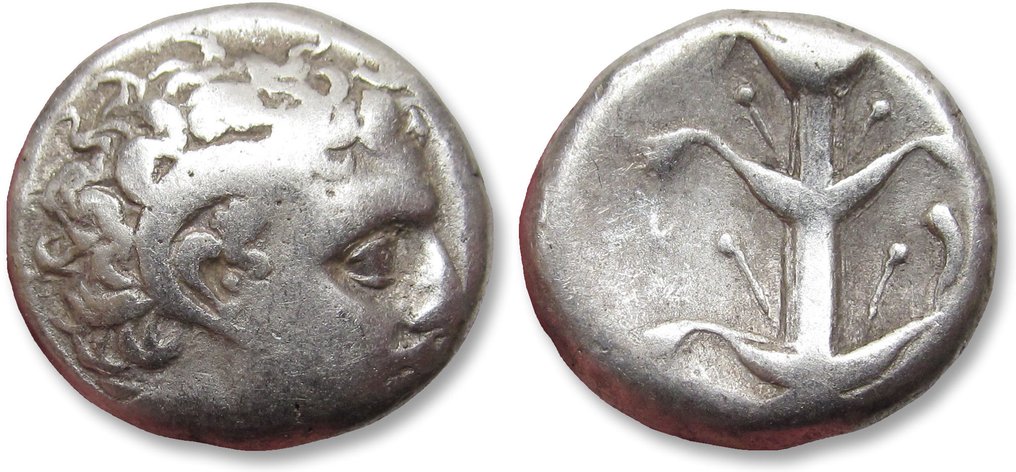 Kyrenaika, Kyrene. Didrachm/Stater Circa 294-275 B.C. - time of Magas - cornucopiae symbol #2.1