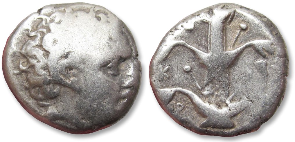 Cyrénaïque, Cyrène. AR Didrachm,  Circa 294-275 B.C. - time of Magas - cornucopiae symbol #2.1