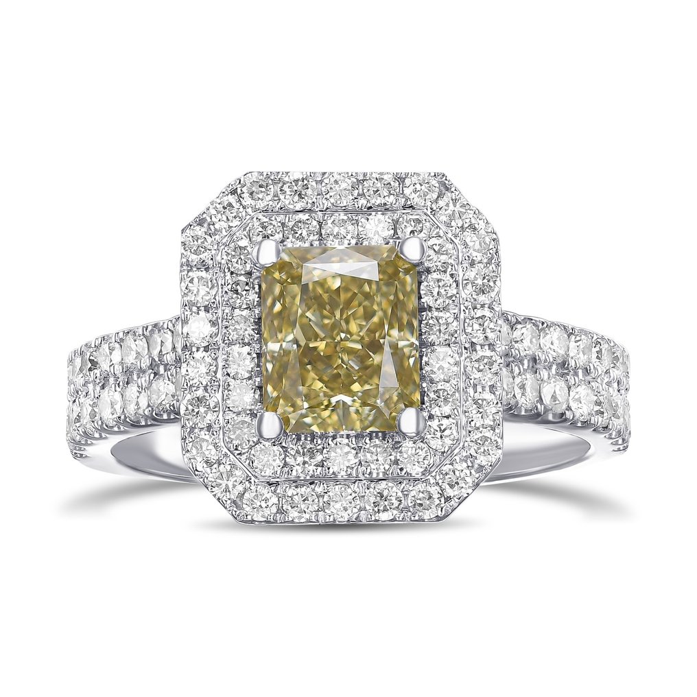 VVS1 2.00 Carat Fancy Diamond Double Halo - 18 K Ouro branco - Anel - 1.50 ct Diamante - Diamantes #3.2