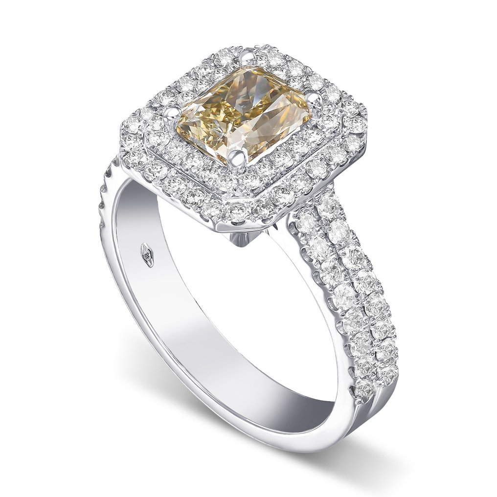 VVS1 2.00 Carat Fancy Diamond Double Halo - 18 carati Oro bianco - Anello - 1.50 ct Diamante - Diamanti #2.2