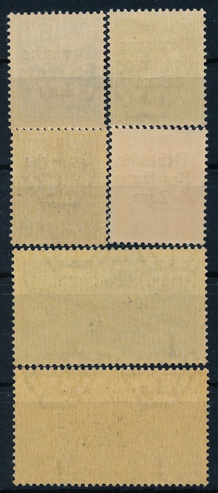 German Empire - Occupation of Zara 1943 - Airmail & express stamps with overprint, edition limited to only 8,000 pieces. - Michel Nr. 23II, 24II, 26II, 27II, 28, 31 mit Fotobefund Brunel "echt & einwandfrei", #2.1