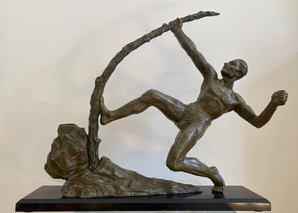 Emile Dautrive - sculptuur, L’effort - 60 cm - Brons #1.1