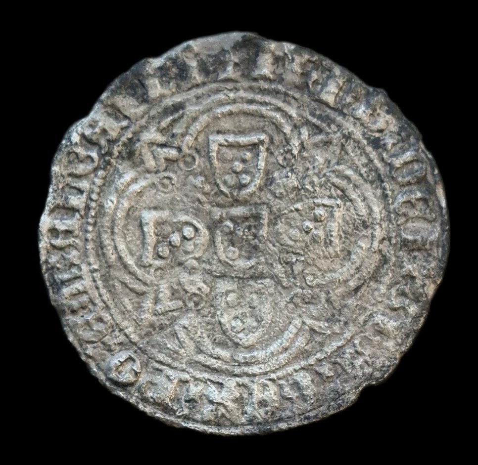 Portugal. D. João I (1385-1433). Real de Dez Soldos - €/€-V - Évora - Sinal Oculto à Direita - 1° Tipo - Rara #1.2