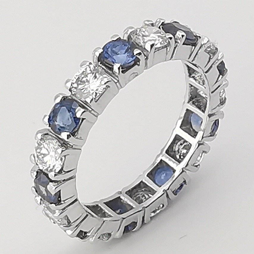 18 karaat Witgoud - Ring - 2.88 ct Diamant - Saffieren #2.1