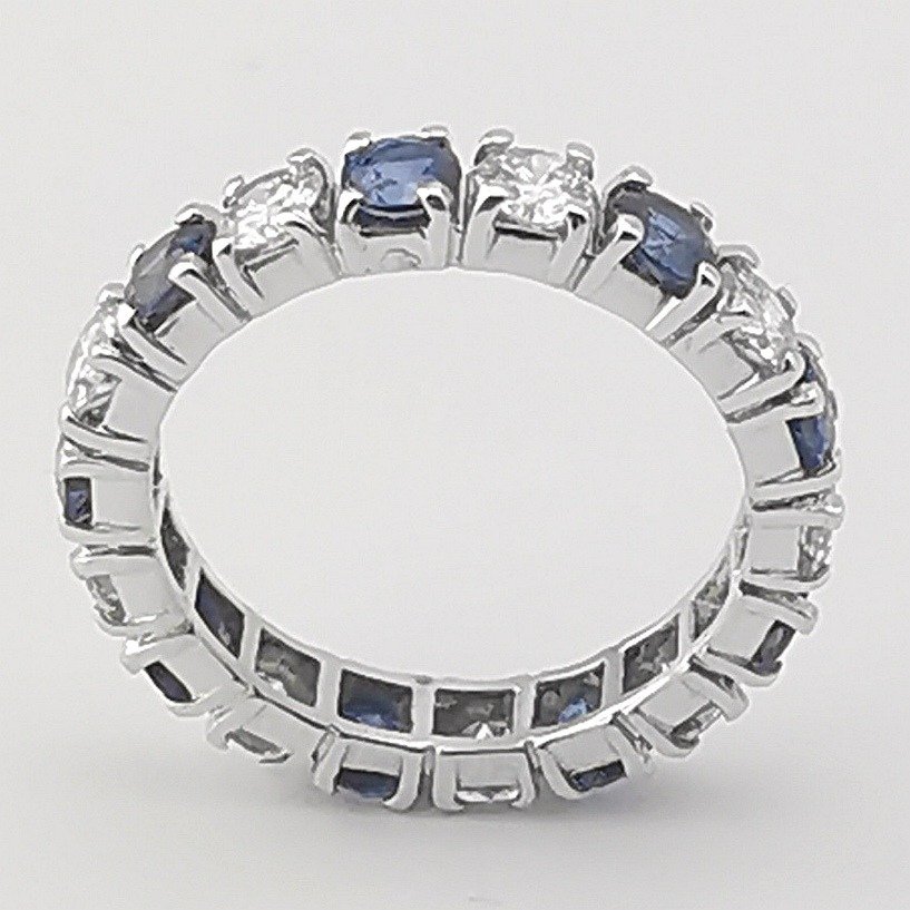 18 kt Vittguld - Ring - 2.88 ct Diamant - Safirer #1.1