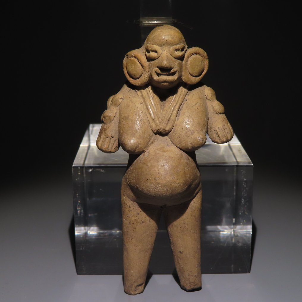 墨西哥丘皮库罗 Terracotta 女性怀孕图。很稀少。 8.5 厘米高。拥有西班牙出口许可证。 #1.1