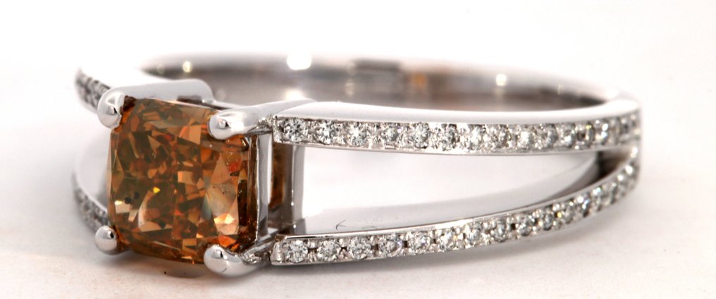 戒指 - 18 克拉 白金 -  1.55ct. tw. 黃色 鉆石 (天然彩色) #3.2