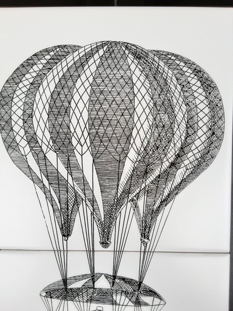 Design Tile (2) - Flying Machines - Ceramica Bardelli Vittuone ( MI ) - Piero Fornasetti - Design - 2000-2010  #1.0