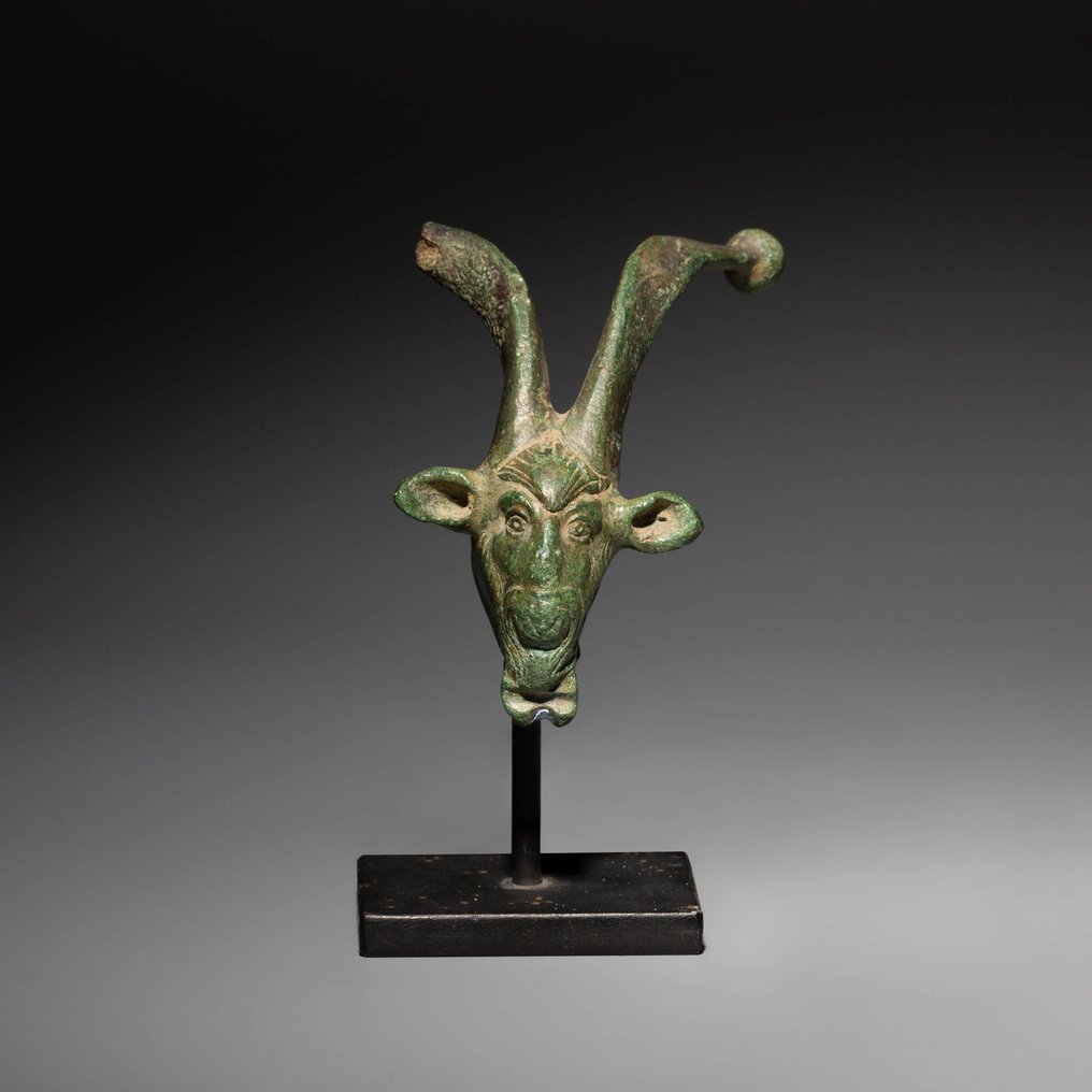 Ógörög Bronz Pán isten szép feje. Hellenizmus. Kr.e. 5. század. 9,5 cm H. #2.1