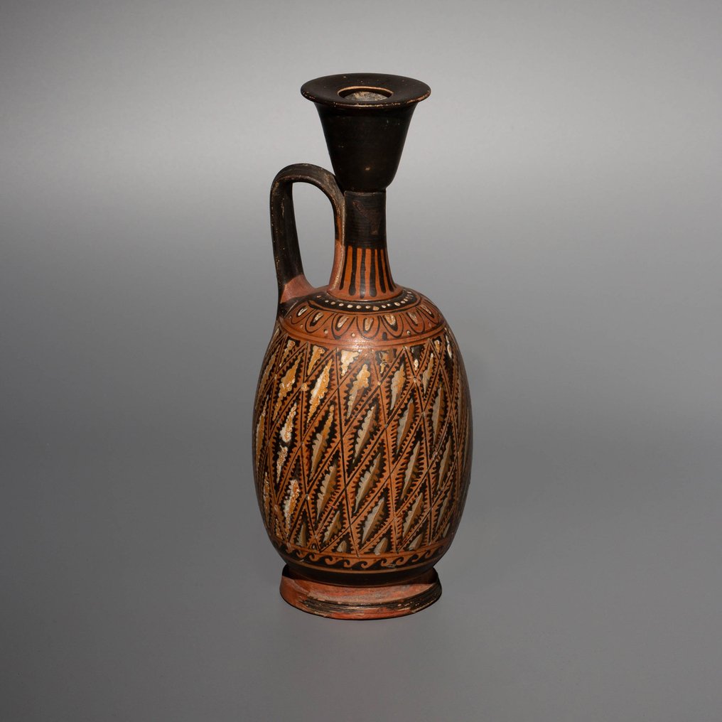 Antico Greco Ceramica Lekythos. Test H. TL da 20,5 cm. Ex Coll. Louis-Gabriel Bellon. Licenza di esportazione spagnola. #1.1
