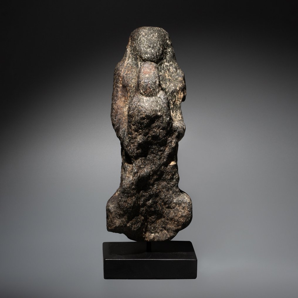 Oud-Egyptisch Graniet Granieten Onvoltooide sculptuur knielende edelman met een Horus. Late Periode - Ptolemeïsche #1.2