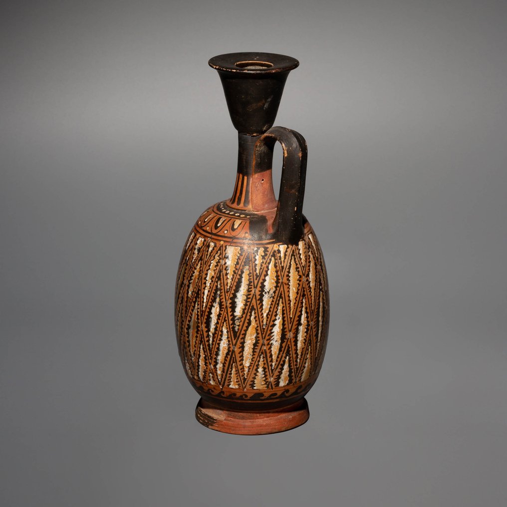 Antico Greco Ceramica Lekythos. Test H. TL da 20,5 cm. Ex Coll. Louis-Gabriel Bellon. Licenza di esportazione spagnola. #2.1