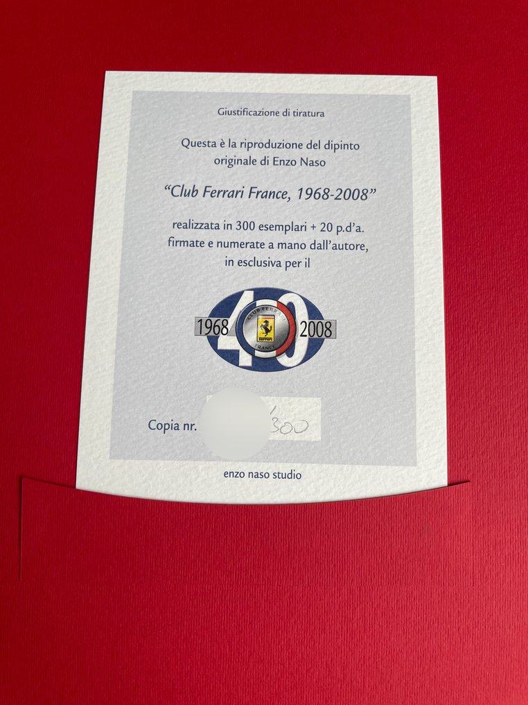 版画 艺术家 Enzo Naso Ferrari 俱乐部 法国 40周年纪念 - Ferrari #4.3