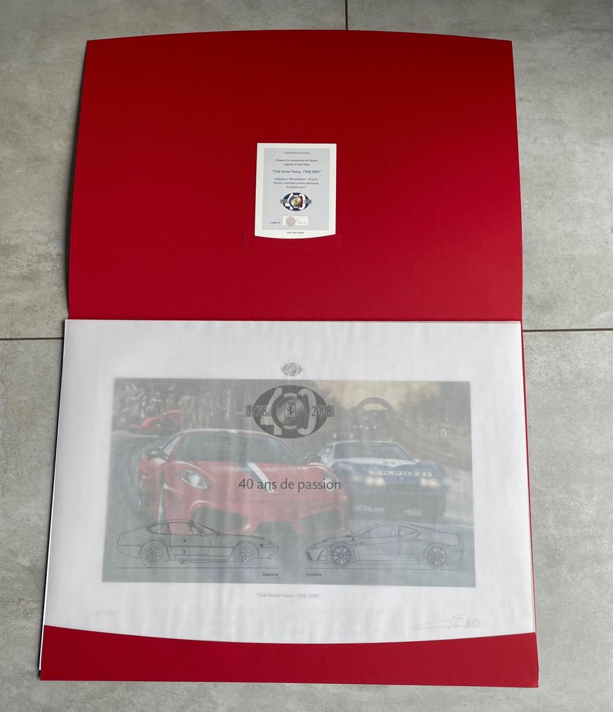 版画 艺术家 Enzo Naso Ferrari 俱乐部 法国 40周年纪念 - Ferrari #3.2
