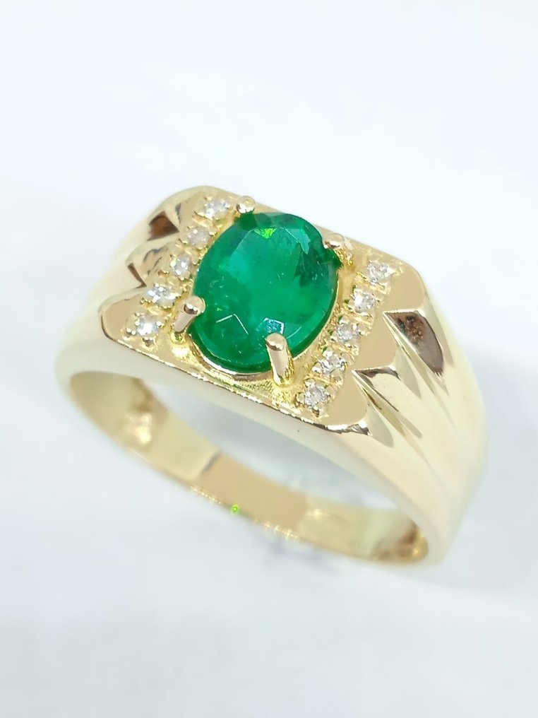 没有保留价 - 戒指 - 18K包金 黄金 祖母绿 - 钻石 #1.1