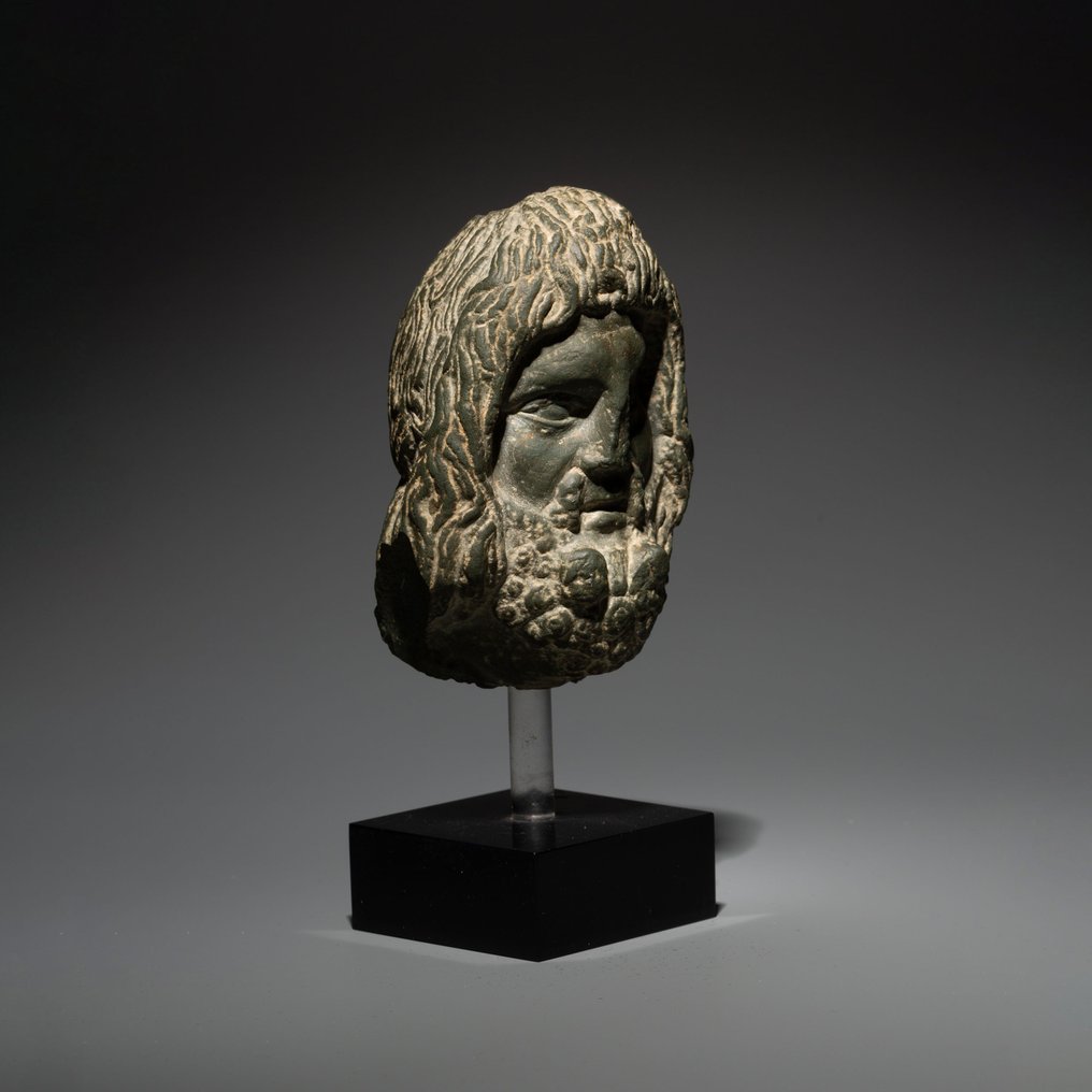 Αρχαία Αιγυπτιακή Πέτρα Κεφάλι ενός γλυπτού του θεού Σέραπις. Πτολεμαϊκή-Ρωμαϊκή περίοδος, 332 π.Χ. - 1ος αιώνας μ.Χ. 9,5 #2.1