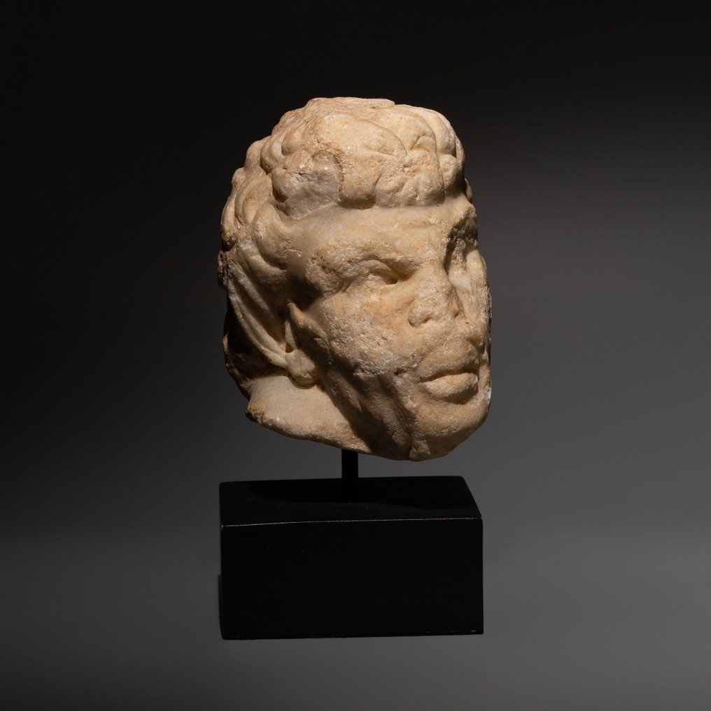Αρχαία Ρωμαϊκή Μάρμαρο Ωραίο κεφάλι ενός Σατύρου. 1ος-2ος αιώνας μ.Χ. 13 εκ. Υ. Εξ. Royal-Athena Galleries. Ισπανική #1.1