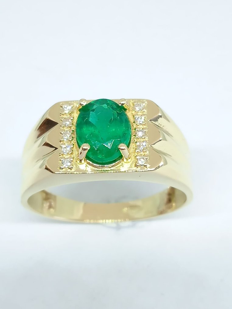 沒有保留價 - 戒指 - 18 克拉 黃金 祖母綠 - 鉆石 #1.2
