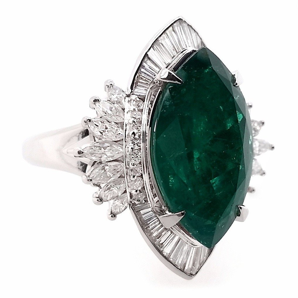 10.02 ctw - 8.53ct Fine Vivid Colombia Emerald and 1.49ct Natural Diamonds - IGI Report - Platina - Ring - 8.53 ct Smaragd - Diamanter #3.2