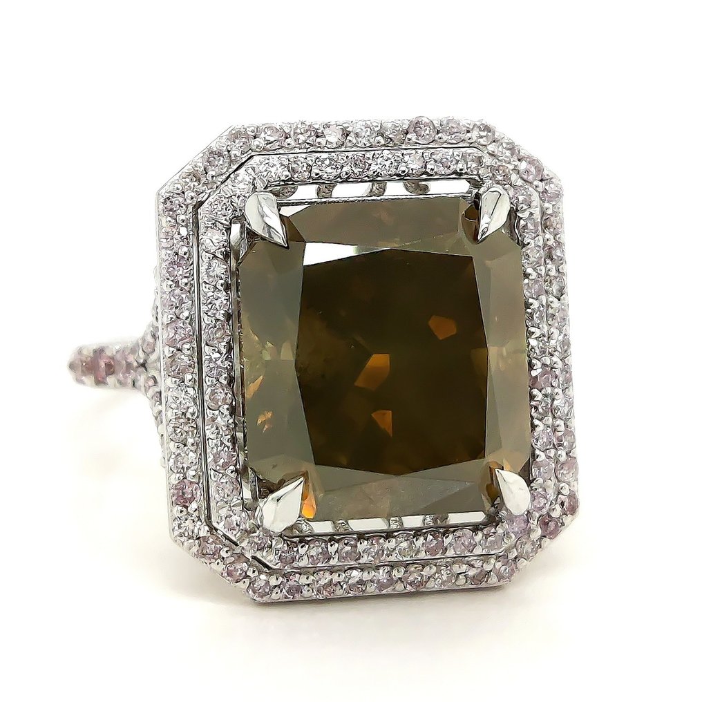 戒指 白金 -  10.72ct. tw. 钻石  (天然色彩的) #3.2