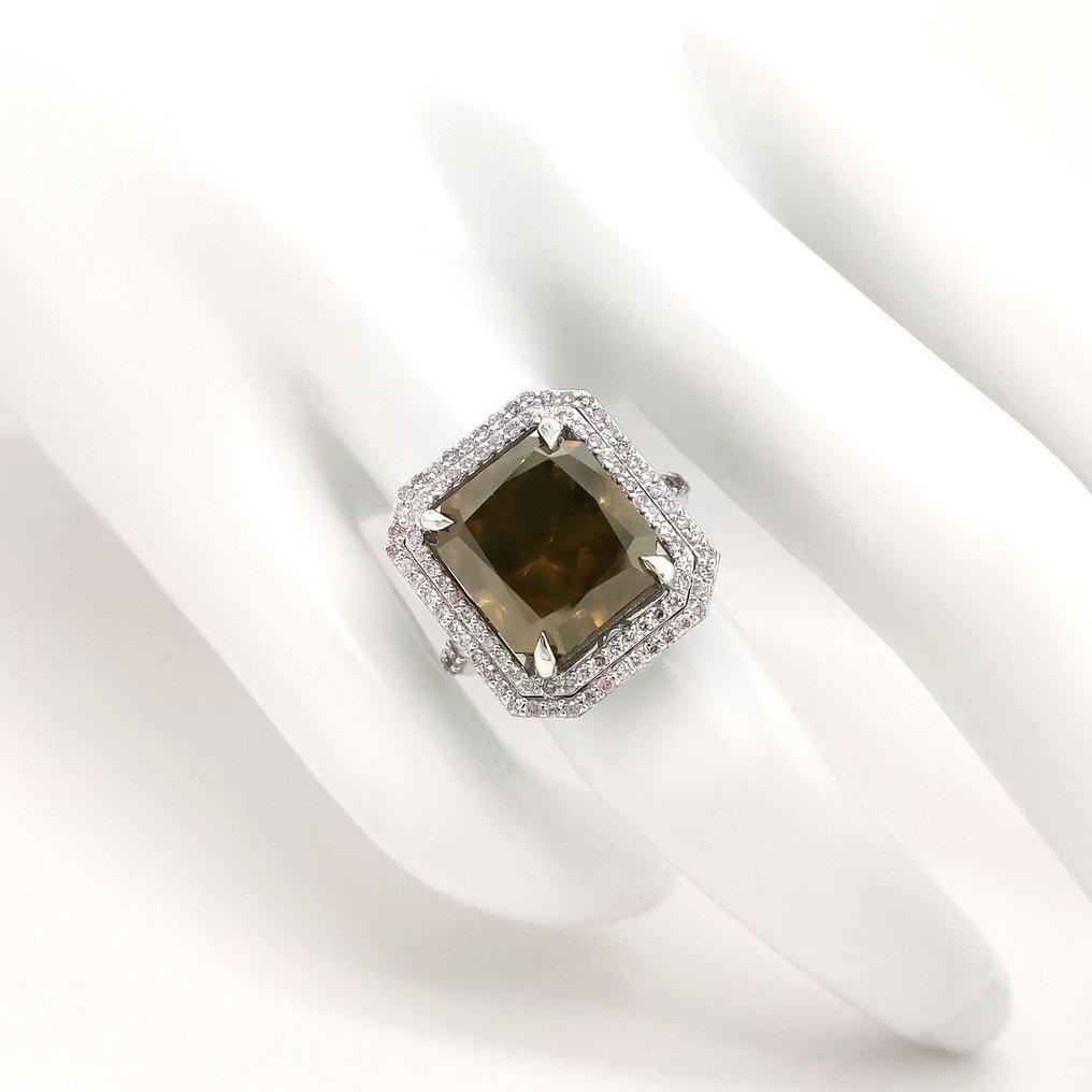 戒指 白金 -  10.72ct. tw. 钻石  (天然色彩的) #1.2