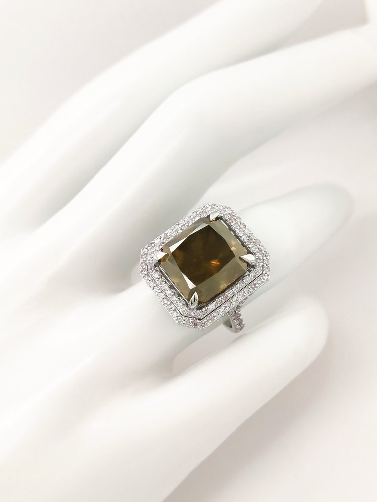 Ring Weißgold -  10.72ct. tw. Diamant  (Natürlich farbig) #3.1