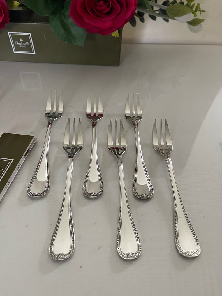 Christofle - 叉 - 马尔梅森款式的12件蛋糕叉套装 - 银色金属 #2.1