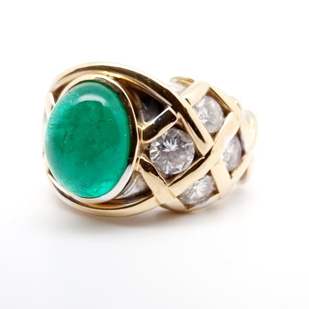 18 kt. Yellow gold - Ring - 2.80 ct Emerald - Diamonds #1.1