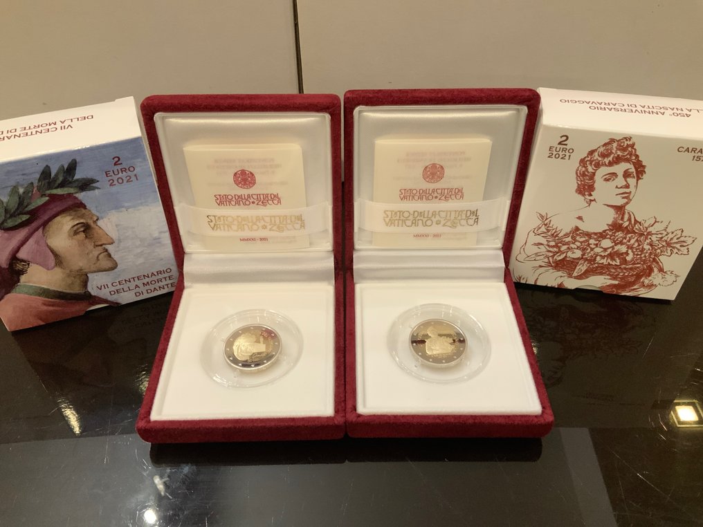 Βατικάνο. 2 Euro 2021 "Dante" + "Caravaggio" Proof (2 monete) (χωρίς τιμή ασφαλείας) #3.2