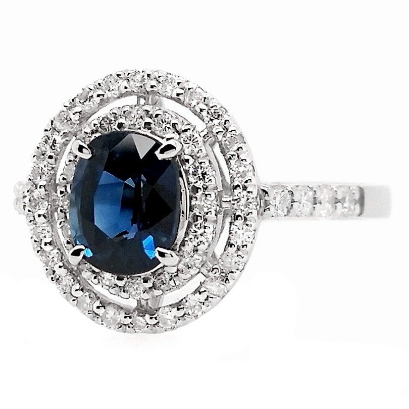 1.55 ctw - 1.14ct Natural Sapphire and 0.41ct Natural Diamonds - IGI Report - 950 鉑金 - 戒指 - 1.14 ct 藍寶石 - Diamonds #3.2