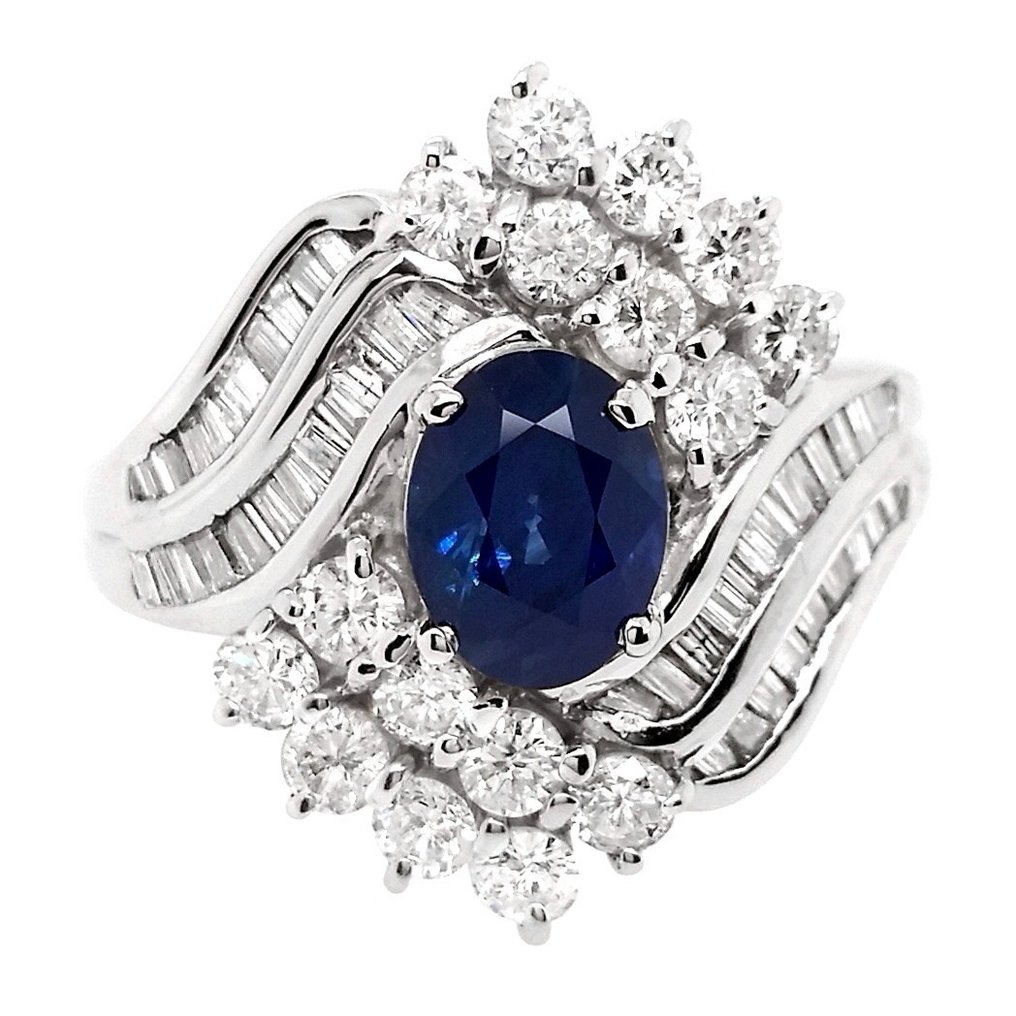 2.71 ctw - 1.41ct Natural Kashmir Sapphire and 1.30ct Natural Diamonds - IGI Report - 900 Platină - Inel - 1.41 ct Safir - Diamante #1.2