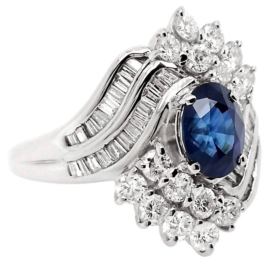 2.71 ctw - 1.41ct Natural Kashmir Sapphire and 1.30ct Natural Diamonds - IGI Report - 900 Platină - Inel - 1.41 ct Safir - Diamante #3.3