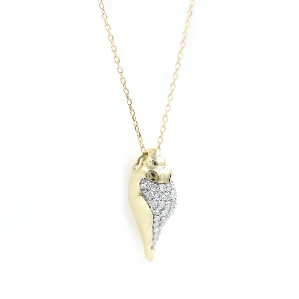 Halskette mit Anhänger - 18 kt Gelbgold -  0.33 tw. Diamant  (Natürlich)  #2.1