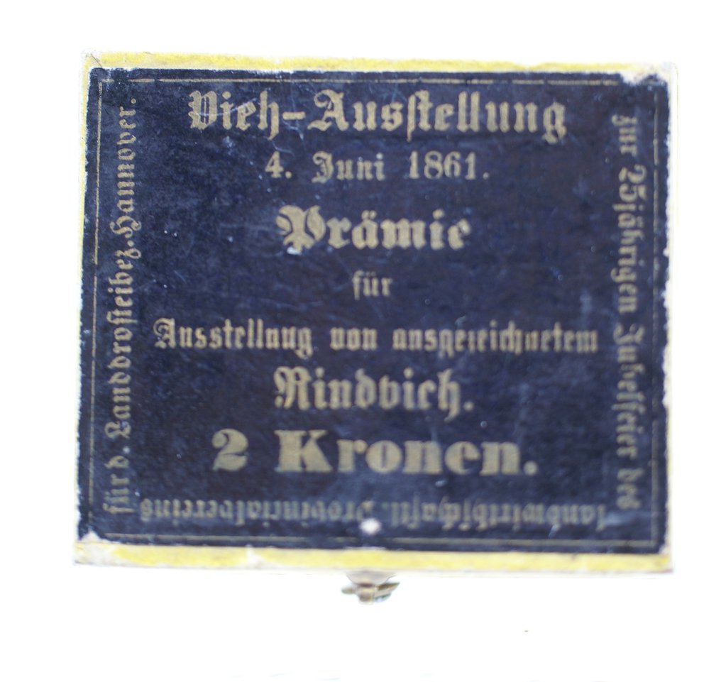 Germany, Hannover. Prämienmedaille 1861, auf die Vieh Ausstellung, In Original Etui #1.2