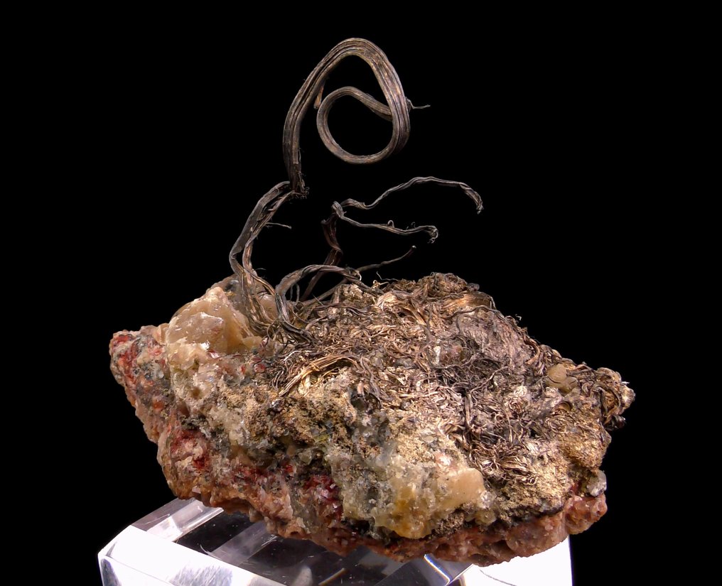 Silberlocke auf Calcit „Der Fischer“ - Hongda-Mine, Shanxi, China - Höhe: 8.5 cm - Breite: 7 cm- 174 g #3.1