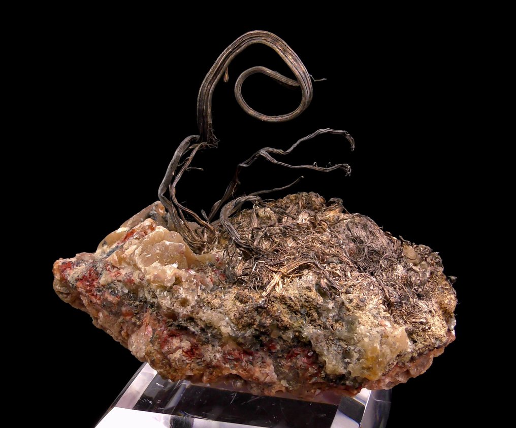Silberlocke auf Calcit „Der Fischer“ - Hongda-Mine, Shanxi, China - Höhe: 8.5 cm - Breite: 7 cm- 174 g #2.1